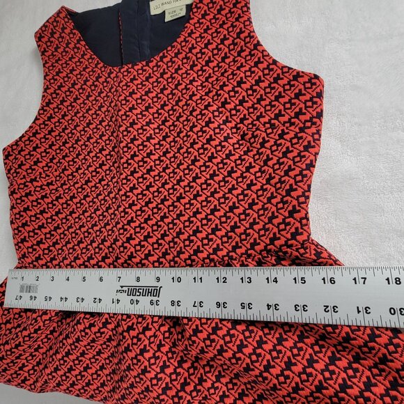 Lili Wang For Lili's Closet Red Navy Textured Sleeveless A-Line Dress Size 12 - Picture 11 of 13